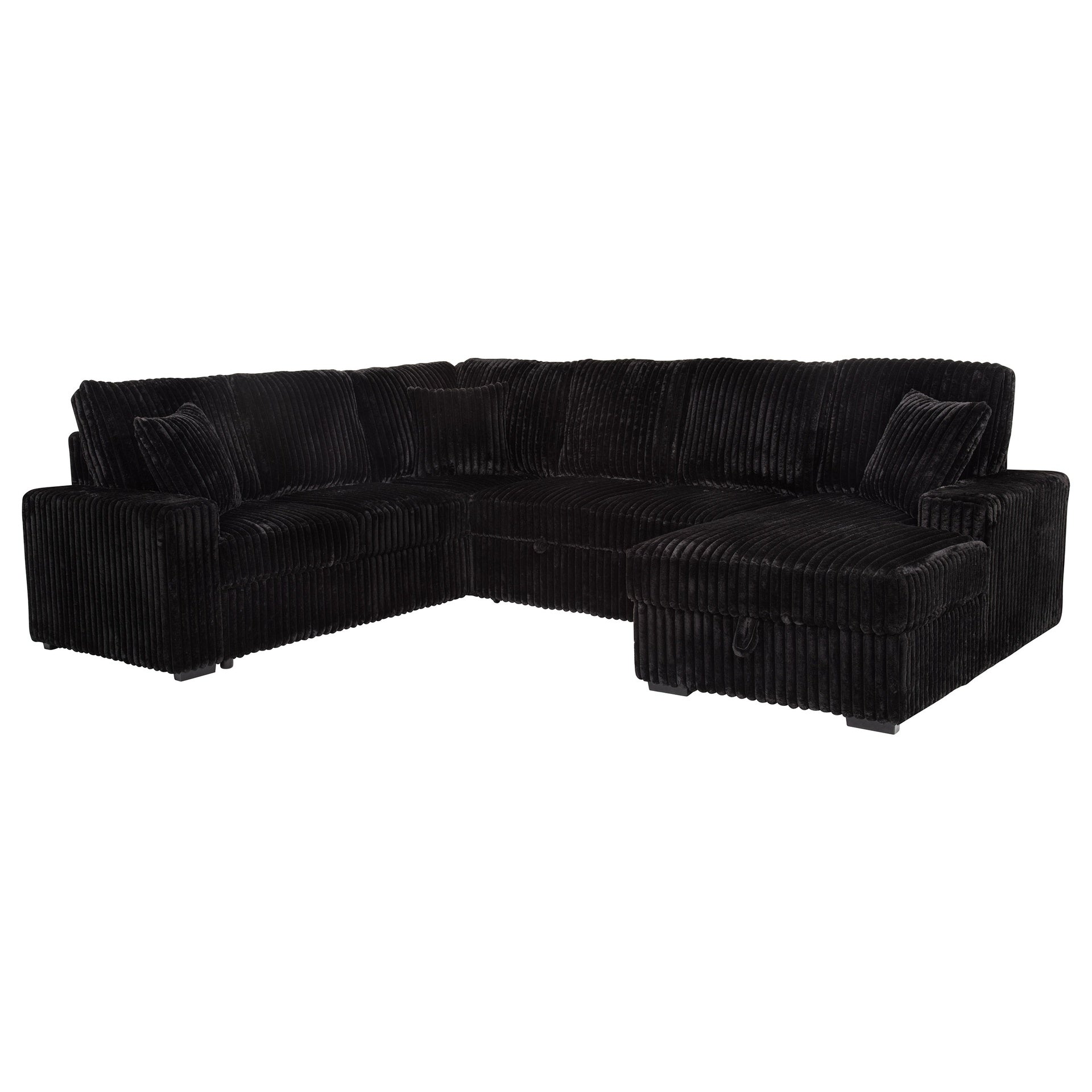 Thurston Black Storage Sectional Sofa