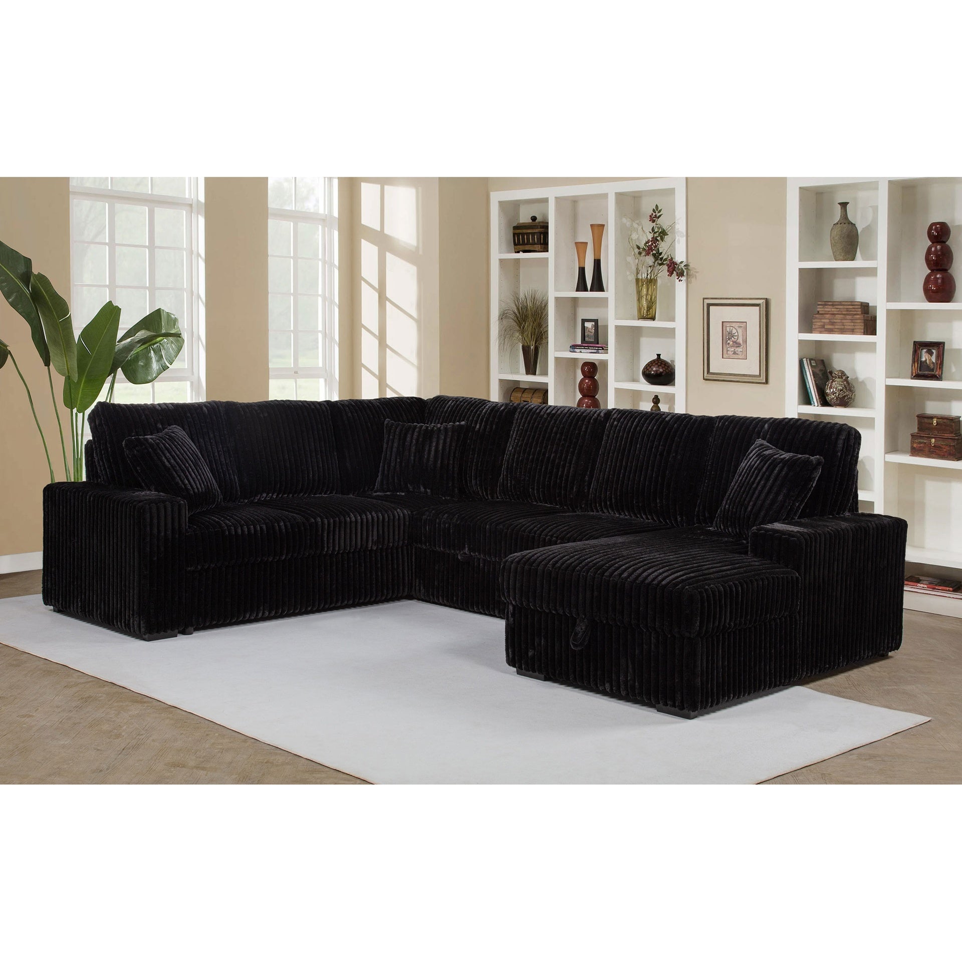 Thurston Black Storage Sectional Sofa