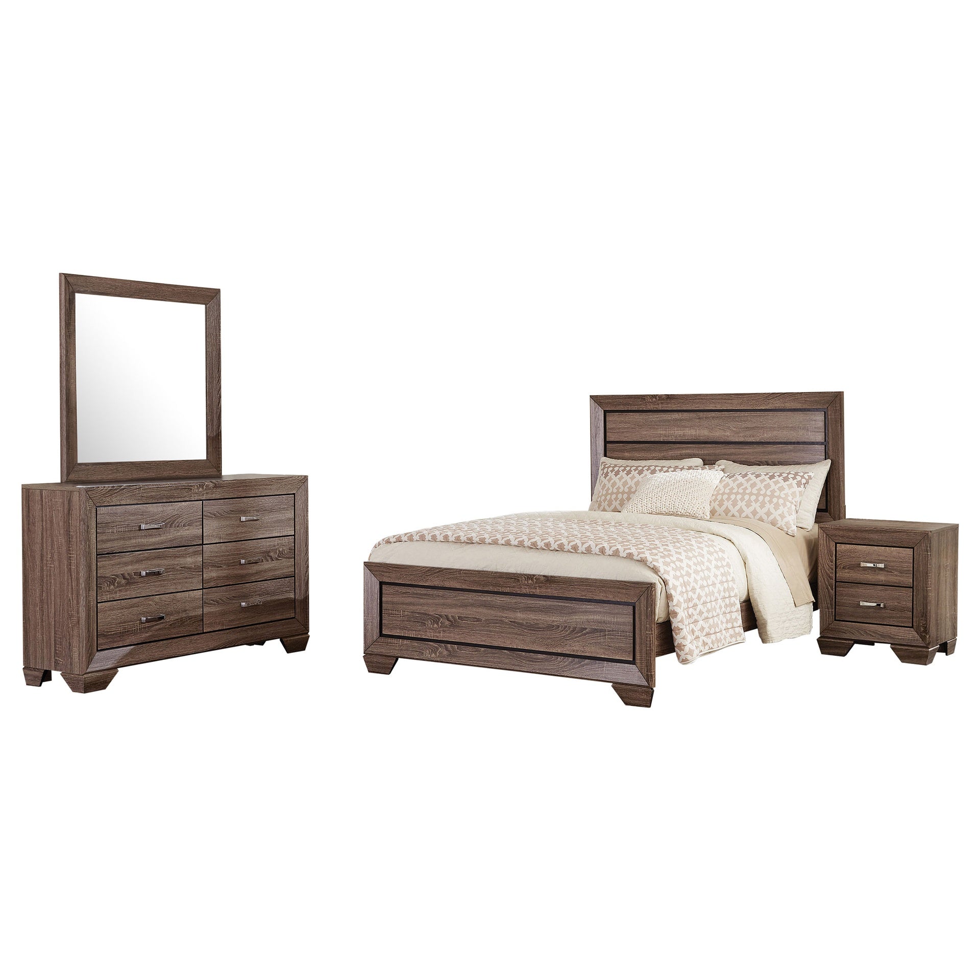 Oatfield Washed Taupe 4-piece Queen Bedroom Set