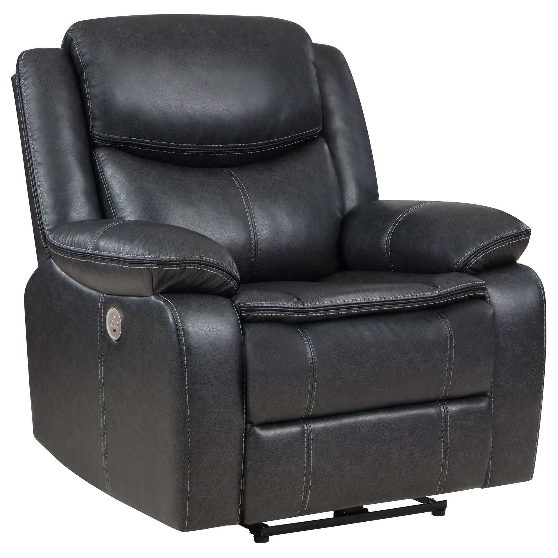 Salerno Dark Grey Upholstered Power Recliner Chair