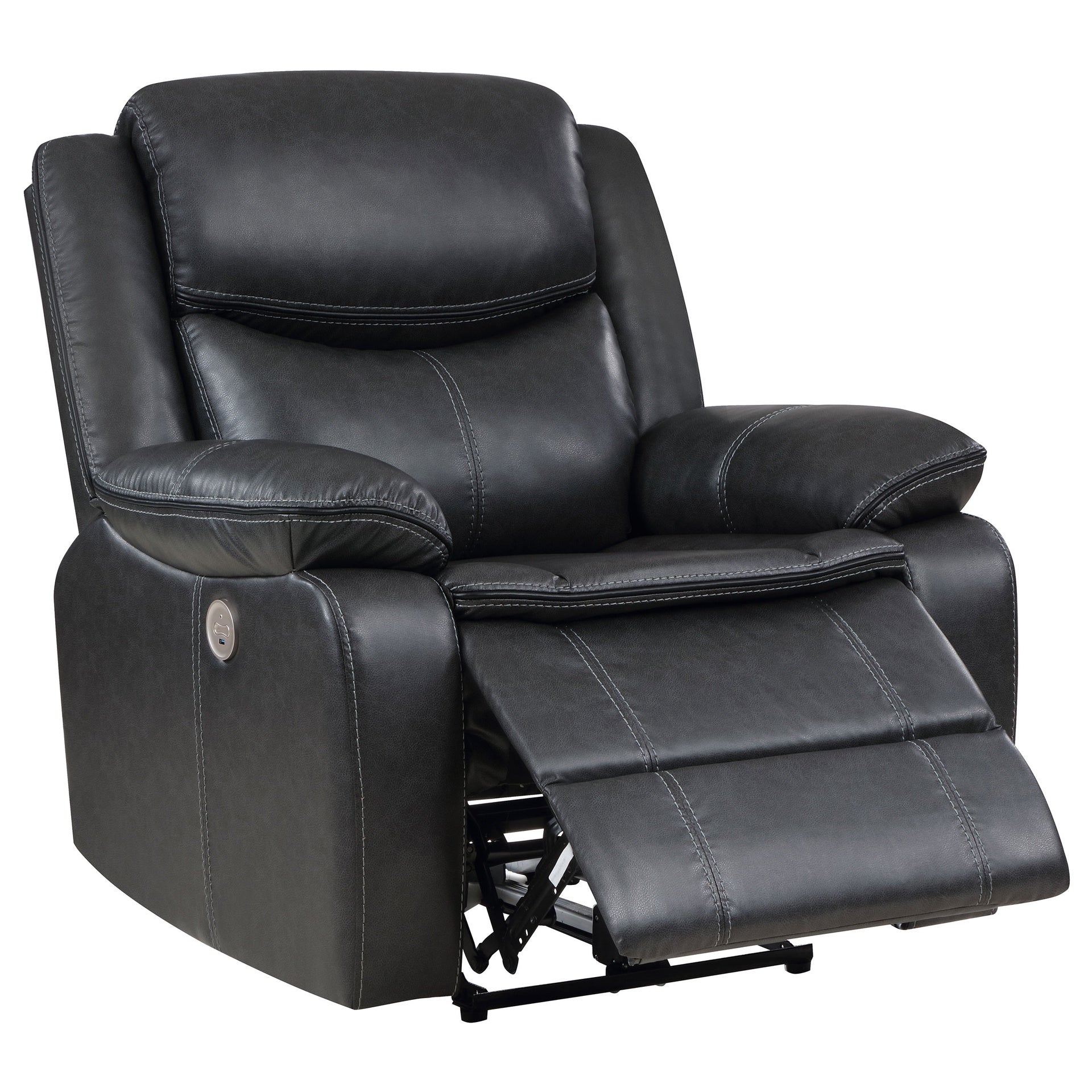 Salerno Dark Grey Upholstered Power Recliner Chair