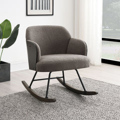 Valera Taupe Boucle Upholstered Mid Back Rocking Chair