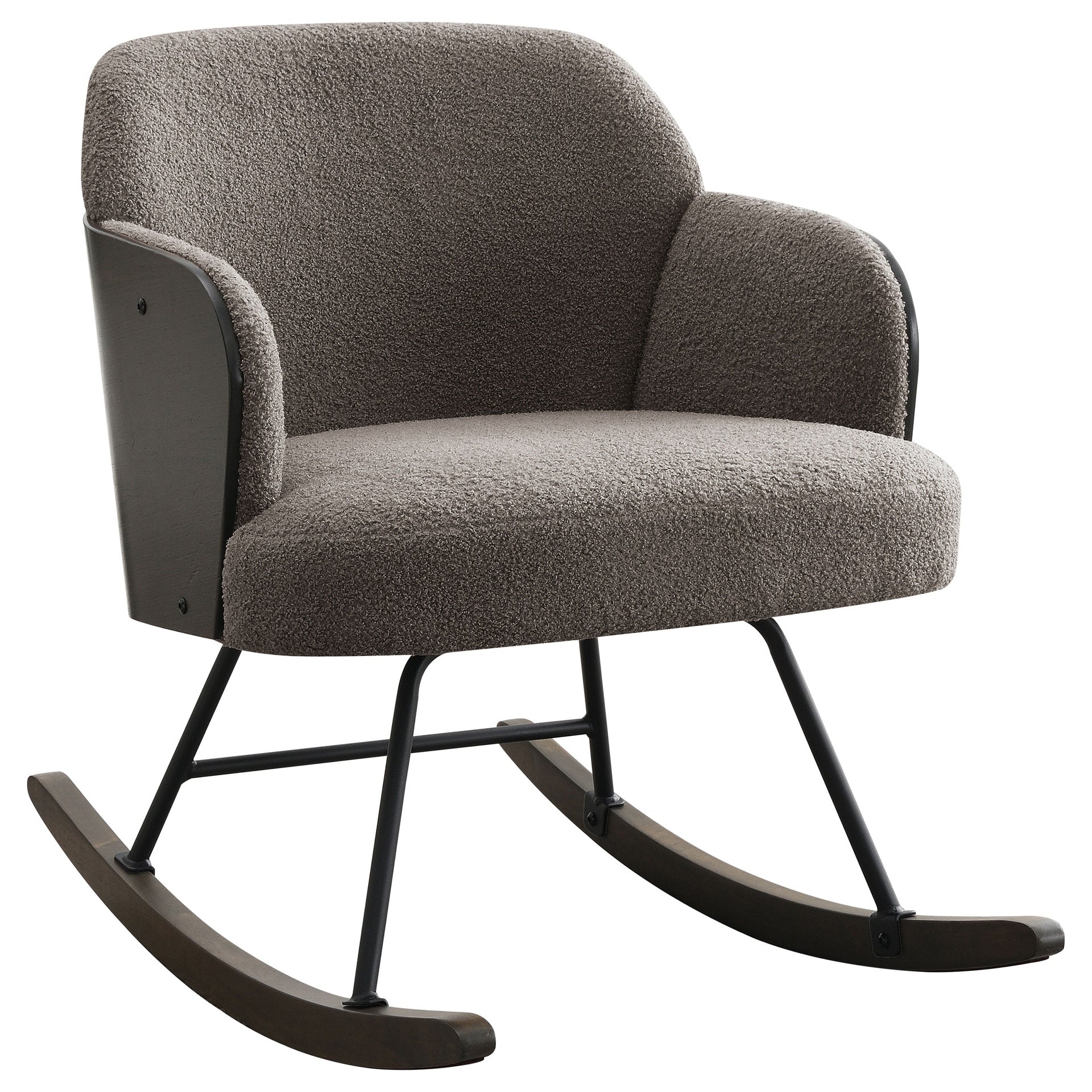 Valera Taupe Boucle Upholstered Mid Back Rocking Chair