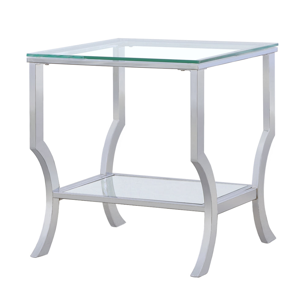 Porch & Den Chrome Glass Square Top End Table
