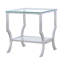 Porch & Den Chrome Glass Square Top End Table