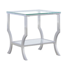 Porch & Den Chrome Glass Square Top End Table
