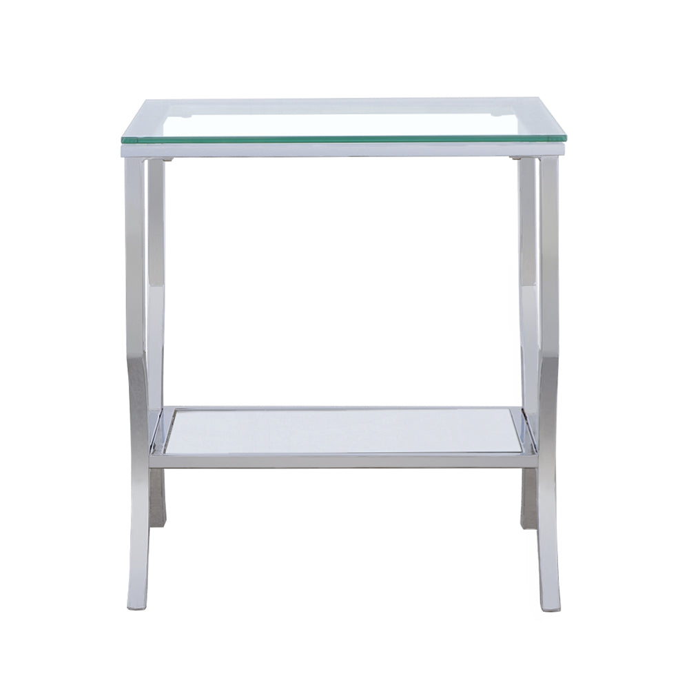 Porch & Den Chrome Glass Square Top End Table