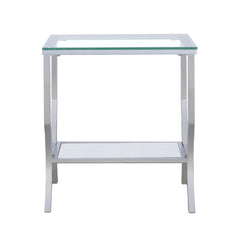 Porch & Den Chrome Glass Square Top End Table