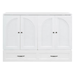 Full Size Murphy Bed with Large Drawers, White