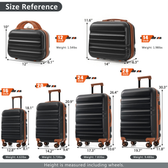 6-Piece ABS Hardshell Luggage Set - Lightweight & Durable Suitcases with Dual Spinner Wheels, Carry-On & Check-In Sizes for Travel & Business
