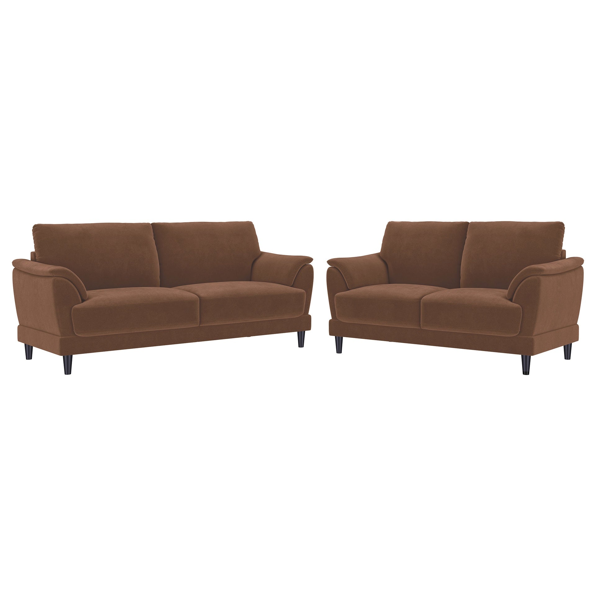 Dania Rust 2-piece Upholstered Crescent Arm Sofa Set