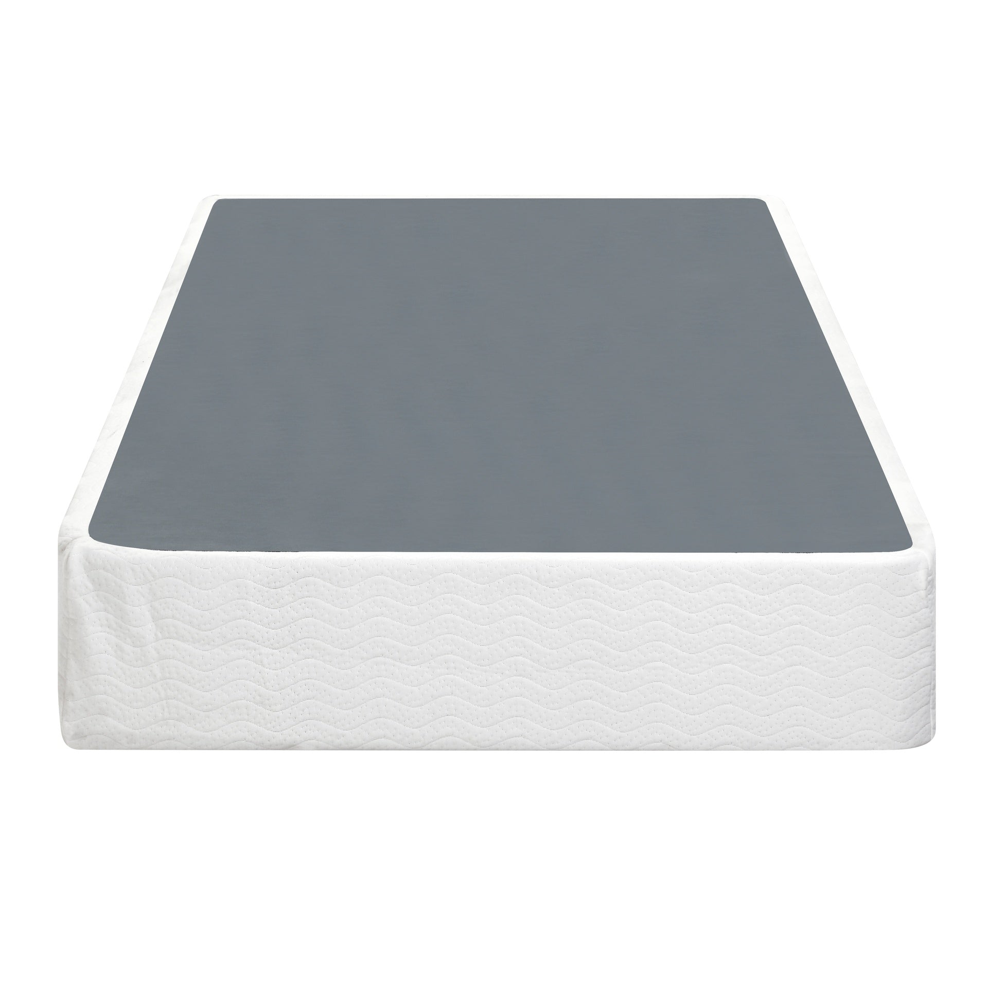 Twin Mattress Foundation 1pc Black Metal Frame with Textured Fabric Cover
