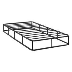 Twin Mattress Foundation 1pc Black Metal Frame with Textured Fabric Cover