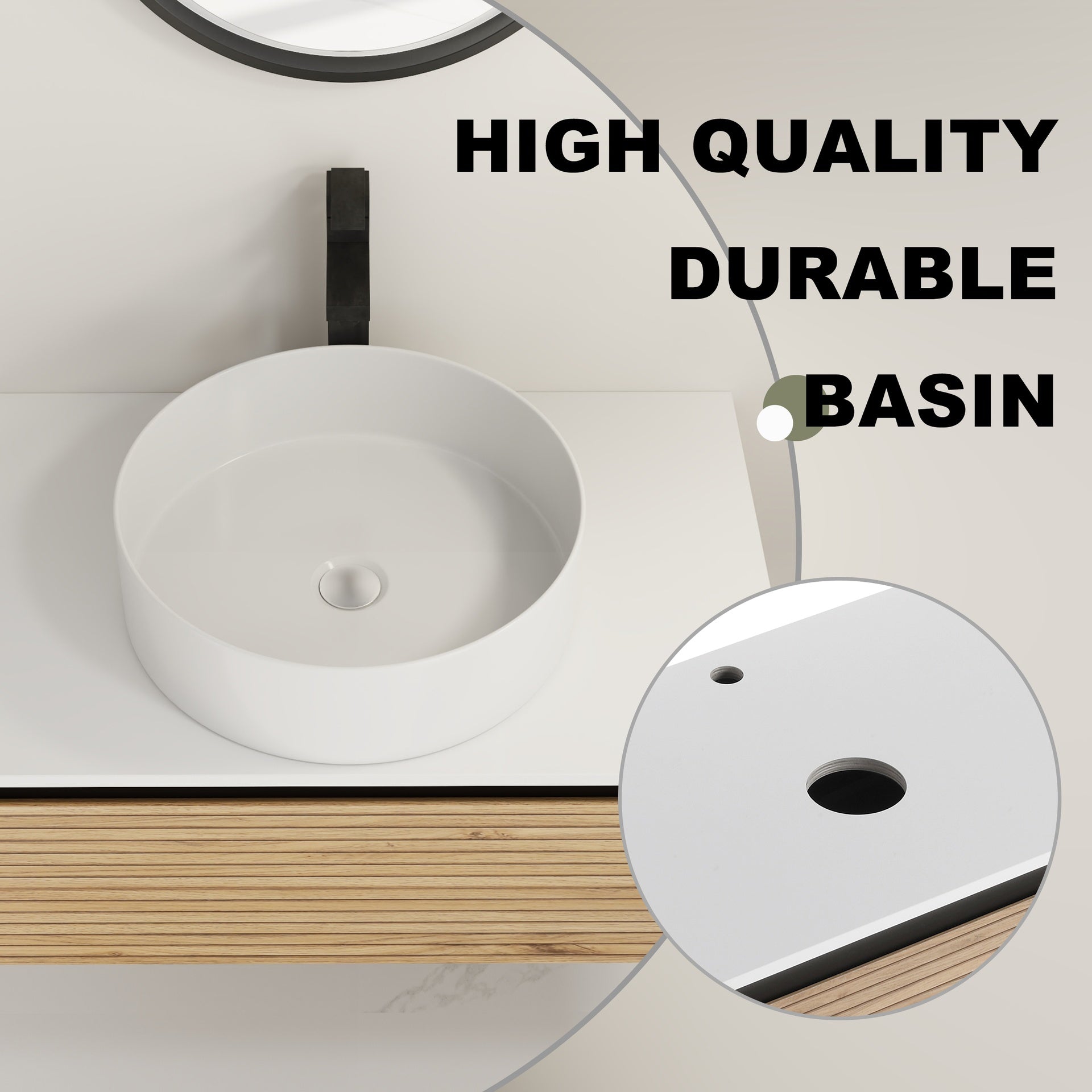 30'' Wall-Mounted Bathroom Vanity with White Art Ceramic Sink  & 1-Soft-Close Drawer (KD-Packing)