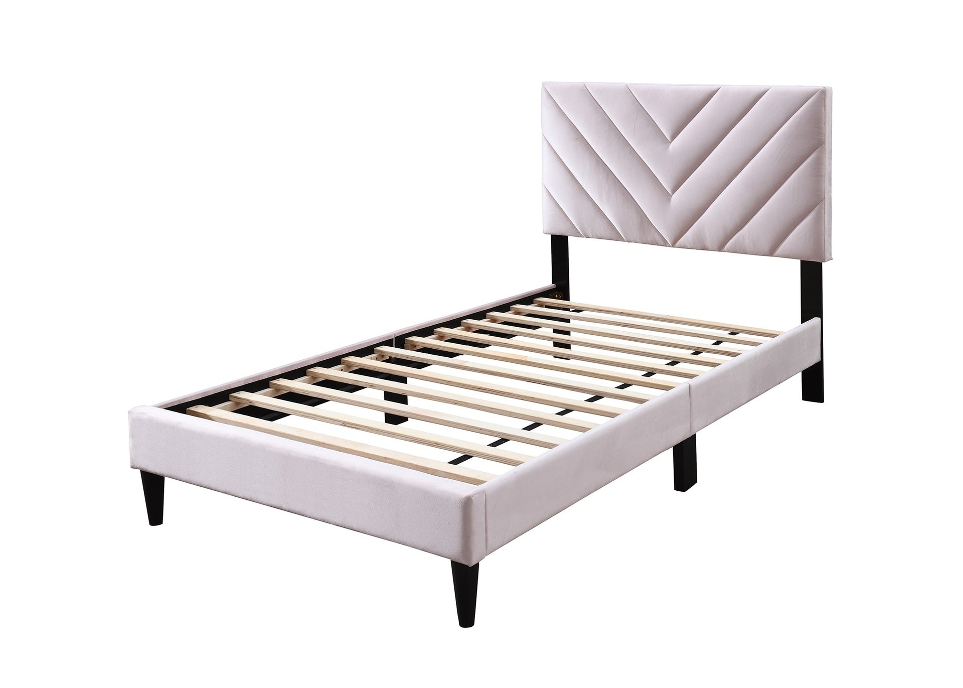 1pc Full Size Bed Adjustable Headboard Middle Support Legs Light Pink Finish Bedroom Furniture