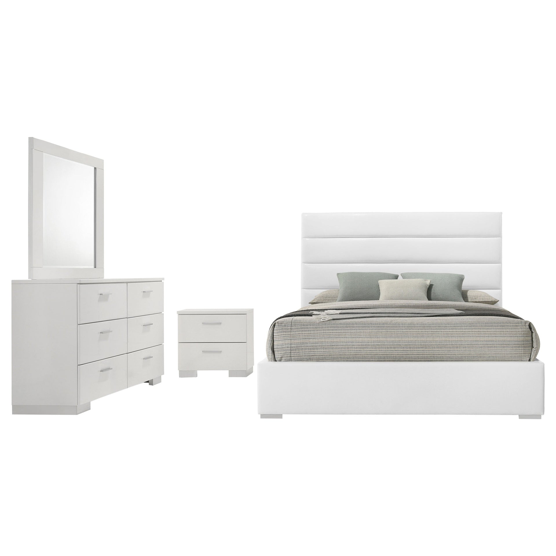 Dulcey White High Gloss 4-piece Queen Bedroom Set