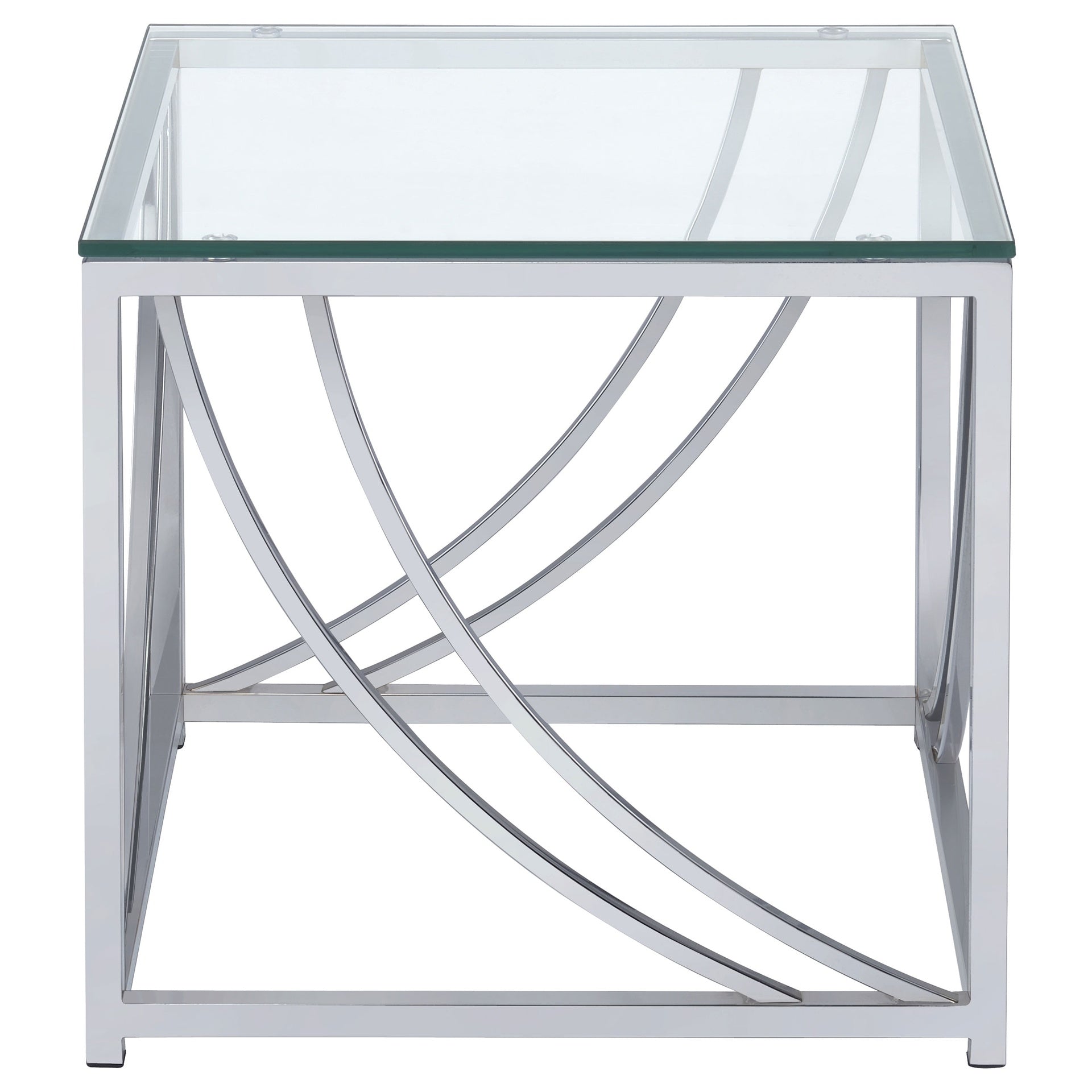 Brianne Chrome Square Glass Top End Table