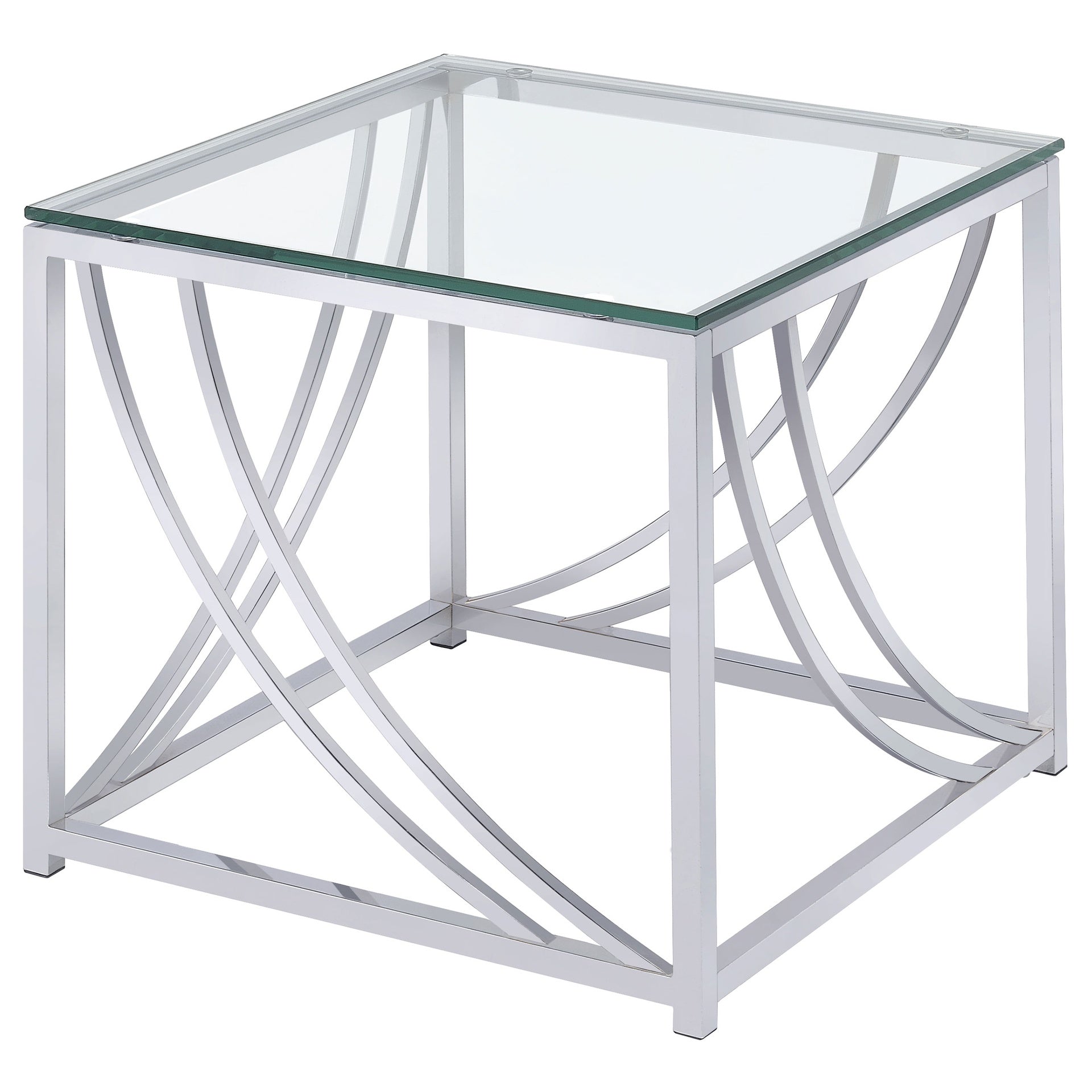 Brianne Chrome Square Glass Top End Table