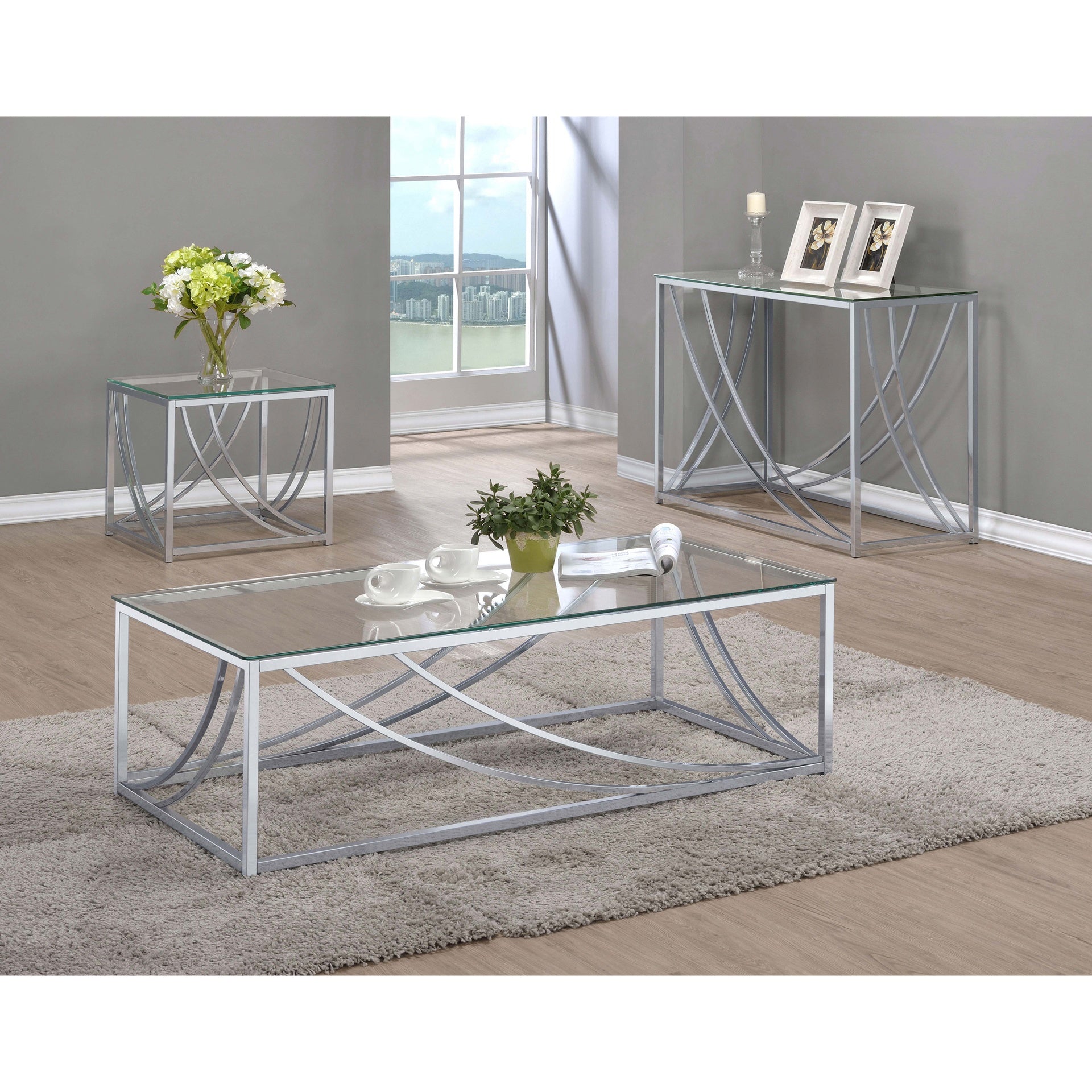 Brianne Chrome Square Glass Top End Table