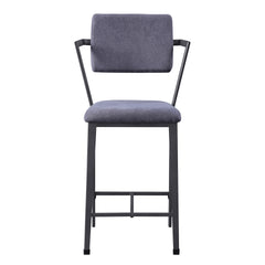 Grey and Gunmetal Open Back Counter Height Chairs (Set of 2)
