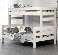 White Finish Rustic Bunk Bed Plank Wood Design Ladder And Plank Design