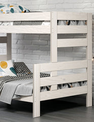 White Finish Rustic Bunk Bed Plank Wood Design Ladder And Plank Design