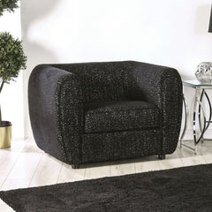Contemporary Style Low Back Chair Black Box Seat Cushion Wooden Legs High Density Foam Welt Trim Tuxedo Inspired Design Black