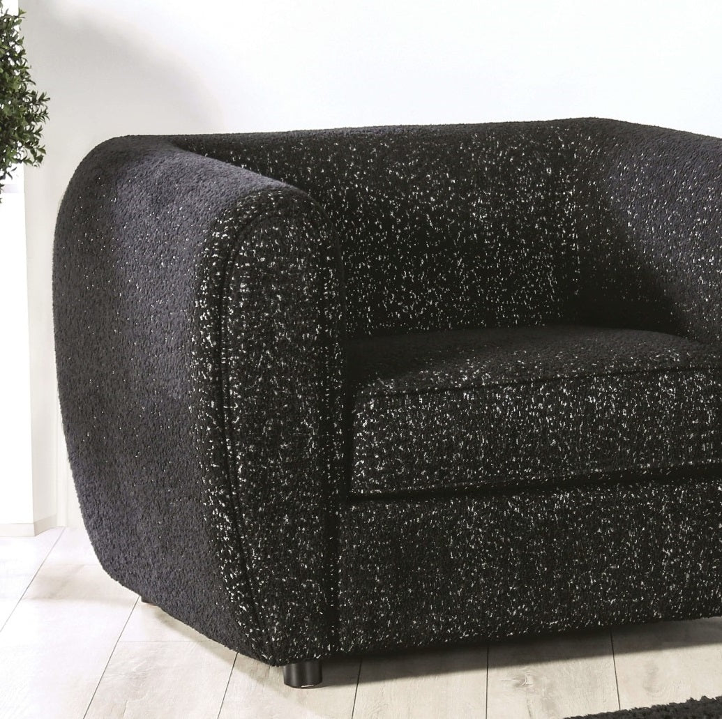 Contemporary Style Low Back Chair Black Box Seat Cushion Wooden Legs High Density Foam Welt Trim Tuxedo Inspired Design Black
