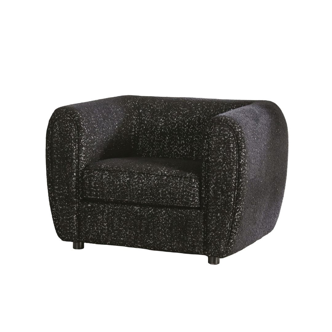 Contemporary Style Low Back Chair Black Box Seat Cushion Wooden Legs High Density Foam Welt Trim Tuxedo Inspired Design Black