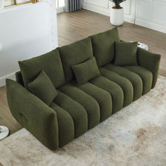 MH 79.5" Premium Teddy fabric Sofa with 3 Back Pillows and 3 back Cushions Solid Wood Frame 3-Seater Sofa, Oversized Upholstered Chair for Living Room, Bedroom, Apartment and Office