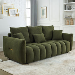 MH 79.5" Premium Teddy fabric Sofa with 3 Back Pillows and 3 back Cushions Solid Wood Frame 3-Seater Sofa, Oversized Upholstered Chair for Living Room, Bedroom, Apartment and Office
