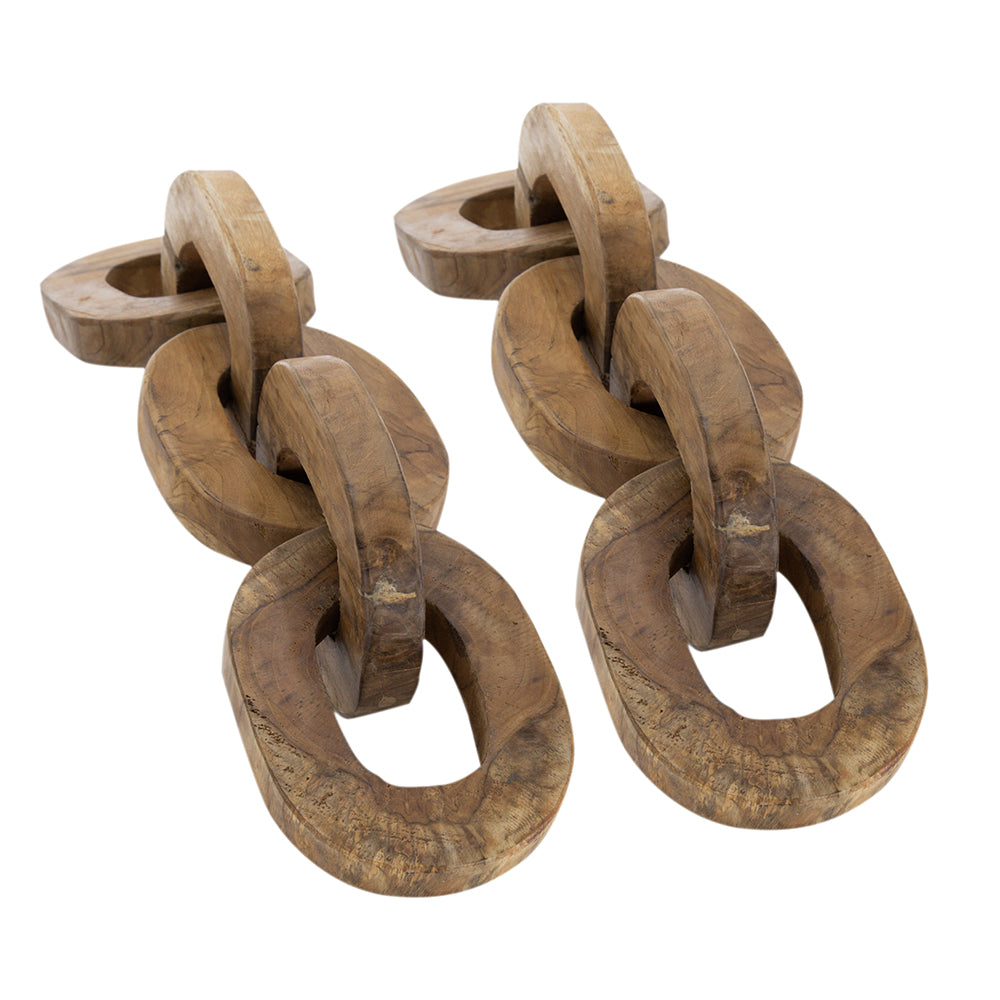 S/2 1.6x5.1x19.7" Decorative Teak Chain Decor