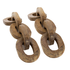 S/2 1.6x5.1x19.7" Decorative Teak Chain Decor