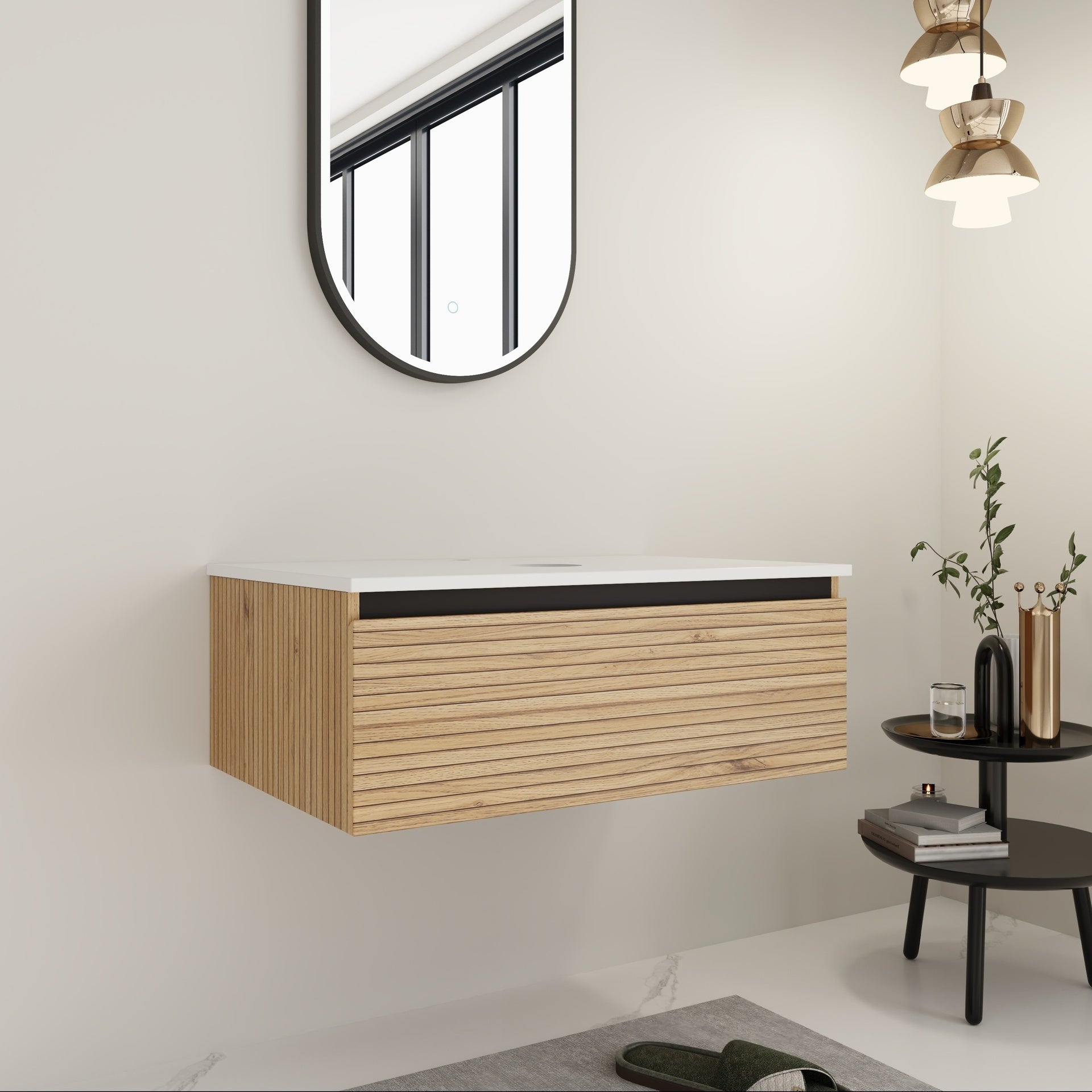 30'' Wall-Mounted Bathroom Vanity & 1-Soft-Close Drawer (Excluding Sink)