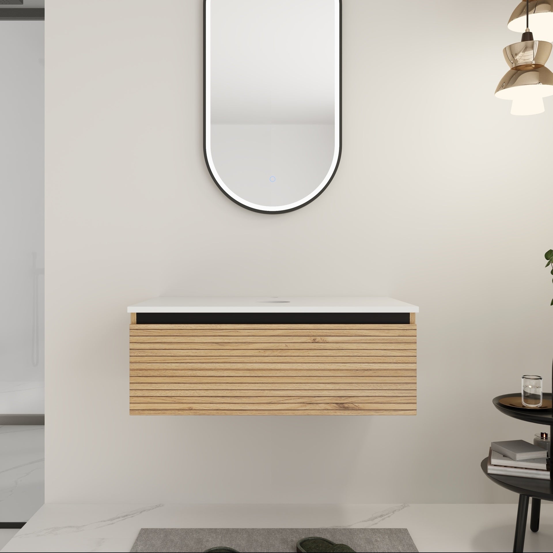 30'' Wall-Mounted Bathroom Vanity & 1-Soft-Close Drawer (Excluding Sink)