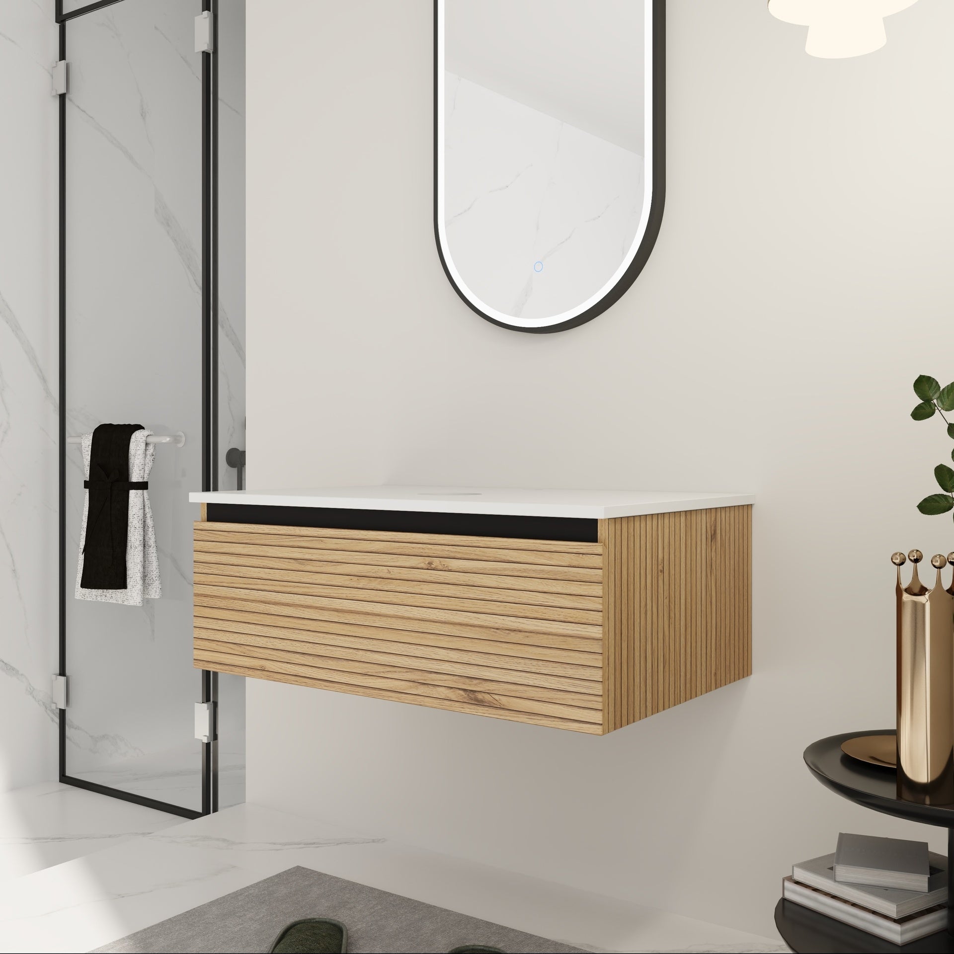 30'' Wall-Mounted Bathroom Vanity & 1-Soft-Close Drawer (Excluding Sink)
