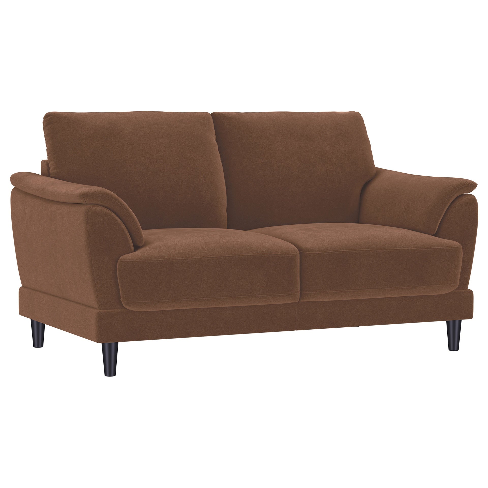 Dania Rust  Upholstered Crescent Arm Loveseat