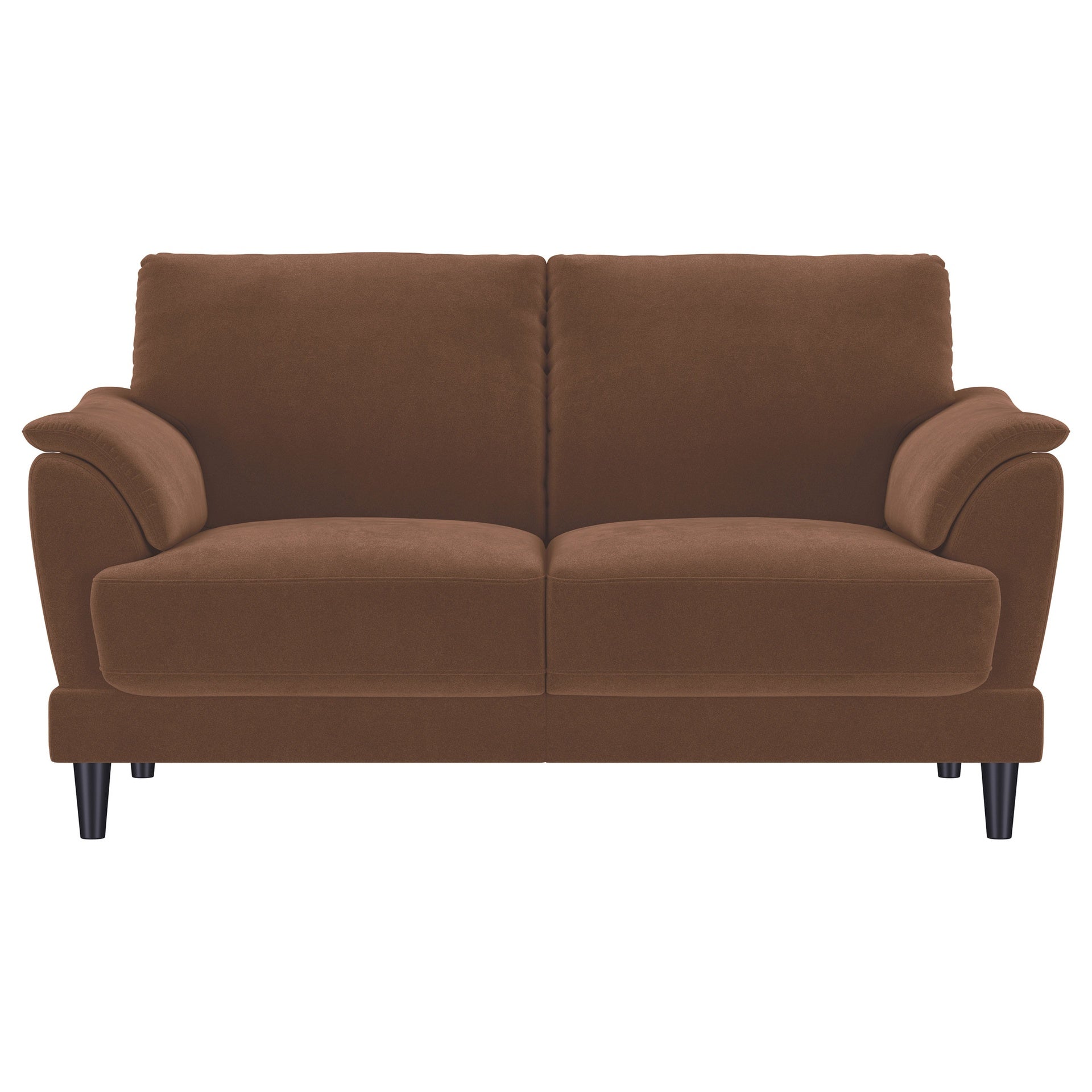 Dania Rust  Upholstered Crescent Arm Loveseat