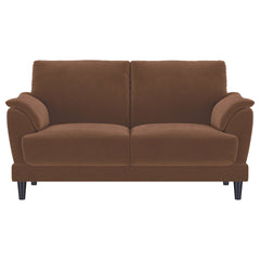 Dania Rust  Upholstered Crescent Arm Loveseat
