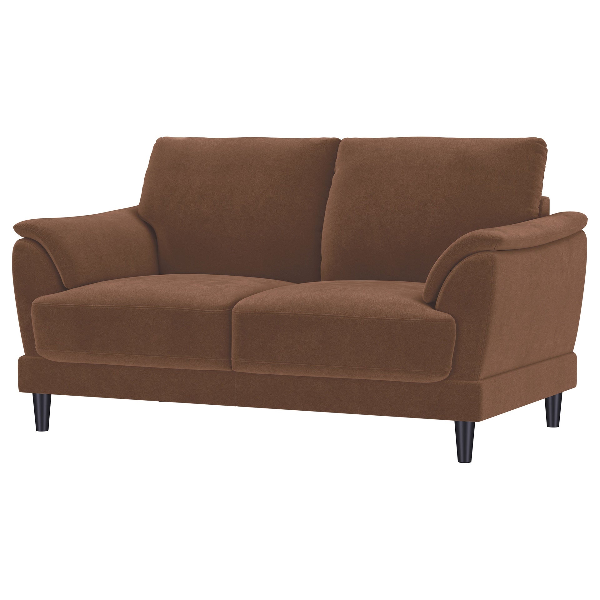 Dania Rust  Upholstered Crescent Arm Loveseat