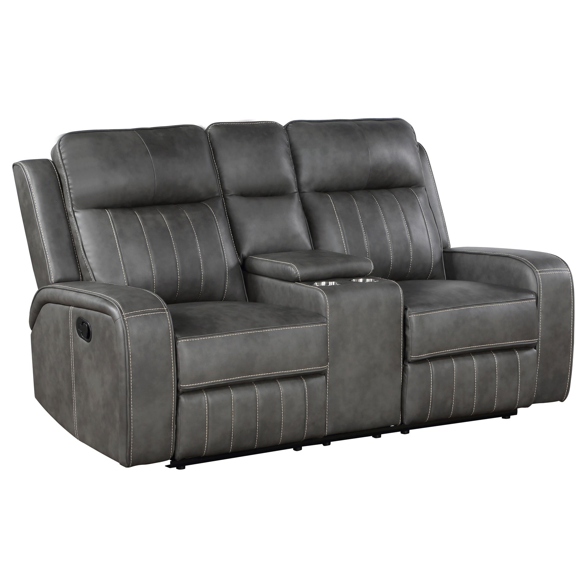 Forrest Grey Motion Reclining Loveseat with Console