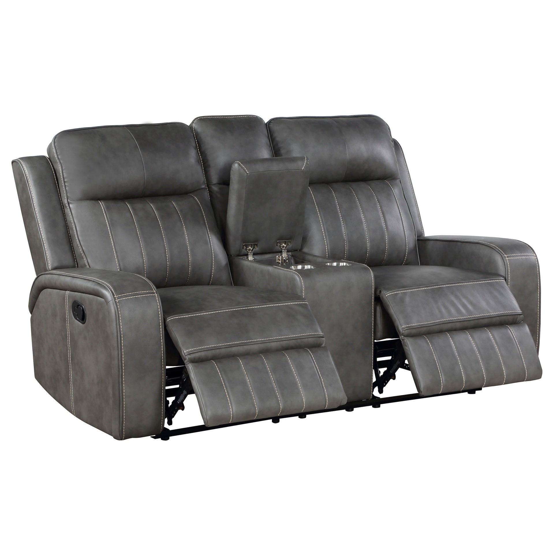 Forrest Grey Motion Reclining Loveseat with Console
