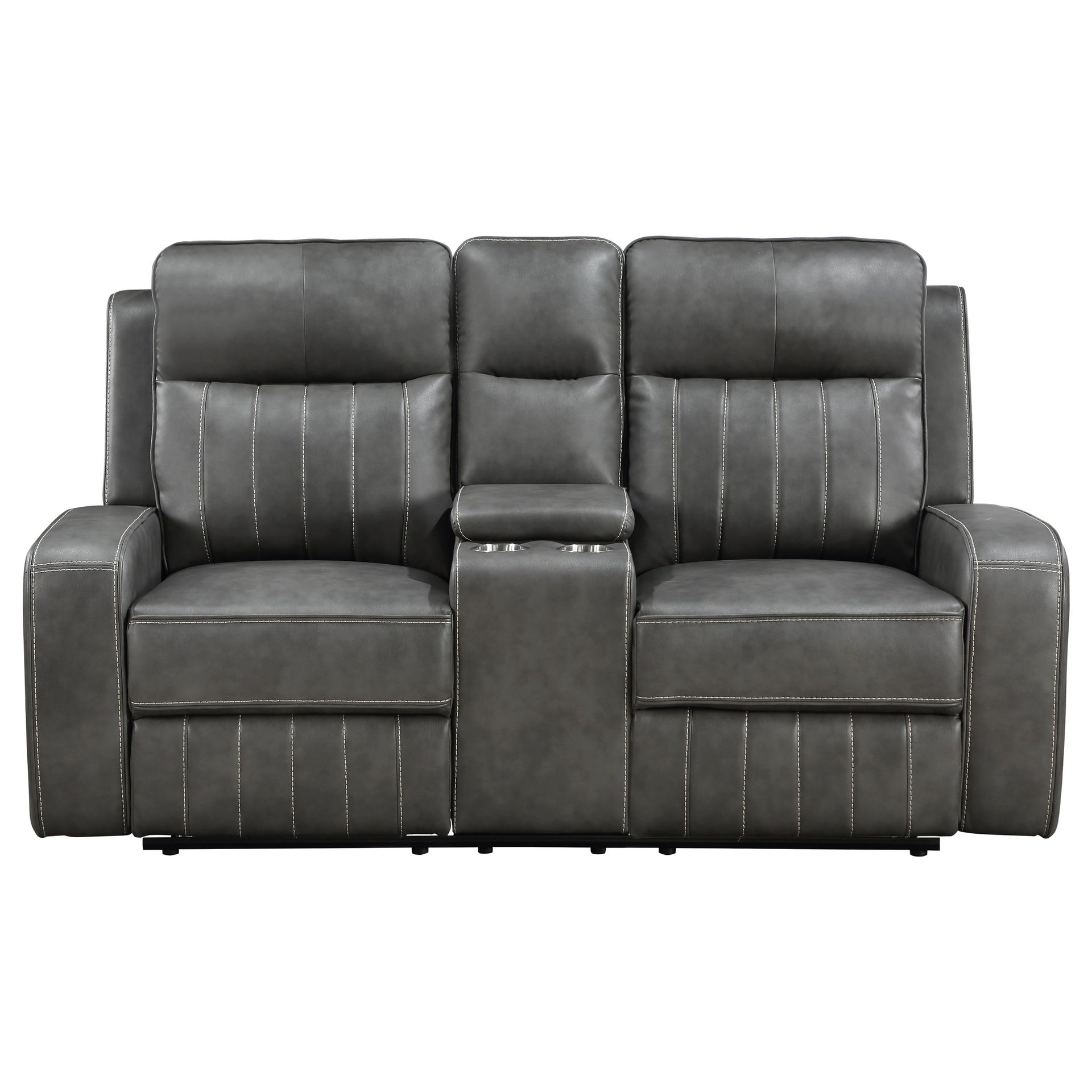 Forrest Grey Motion Reclining Loveseat with Console