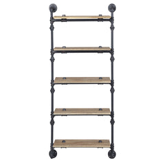 Oak and Sandy Black Rectangle 5-Tier Wall Shelf