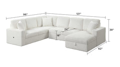 Grande Modern Style Sectional Sofa with USB-C, Sleeper Function & Storage Made with wood in Cream(CA INVENTORY)