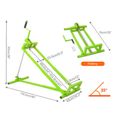 Heavy Duty Steel Riding Mower Lift, 880 Lbs Lawn Mower Lift Jack, Foldable Lawn Tractor Lift, Telescopic Maintenance Jack with Manual & Power Tool Handle for Lawn Mowers and Garden Tractors, Green