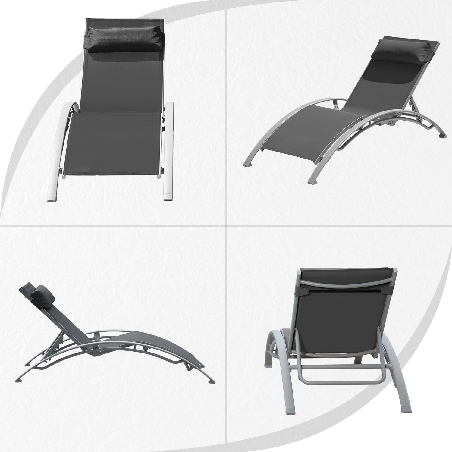 Pool Lounge Chairs Set of 2-Dark Grey (2 Lounge Chairs)