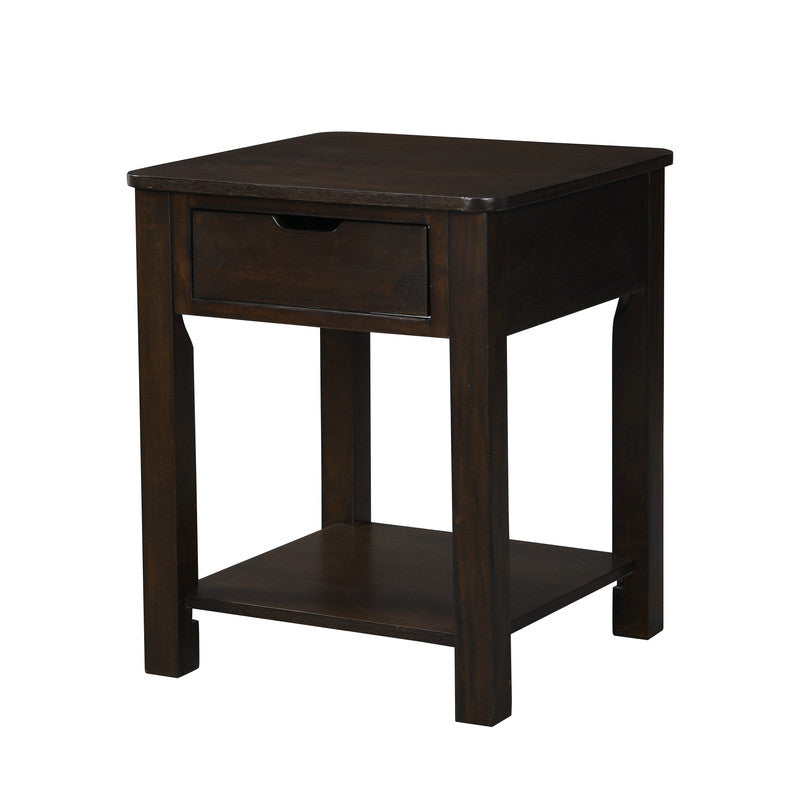 Fiorenza 20"W Dark Brown MDF End Table with Drawer