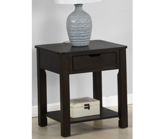 Fiorenza 20"W Dark Brown MDF End Table with Drawer