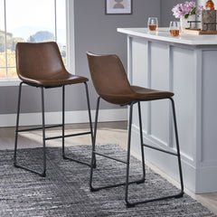 Set of 2 30" Cedric Faux Leather Barstool Vintage Brown